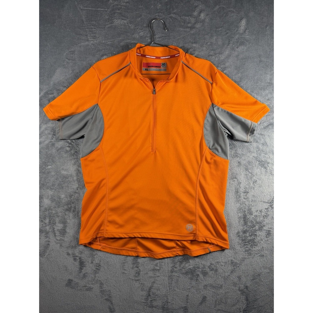 Men's Novara Cycling Jersey XL 1/2 Zip Bike Shirt Mesh Panels Orange Gray